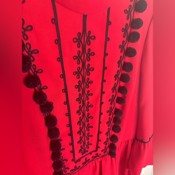 Kate Spade Red & Black Pom Pom Dress – Size 16 – Festive Cocktail Flair - Picture 7 of 12